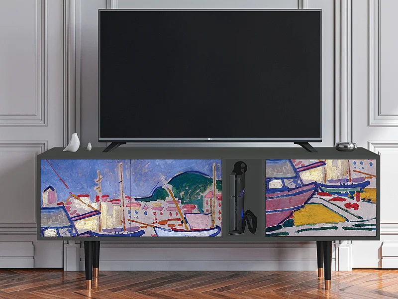 Meuble TV - 170х69х48 cm - T1 - The Port of Collioure , Anthracite