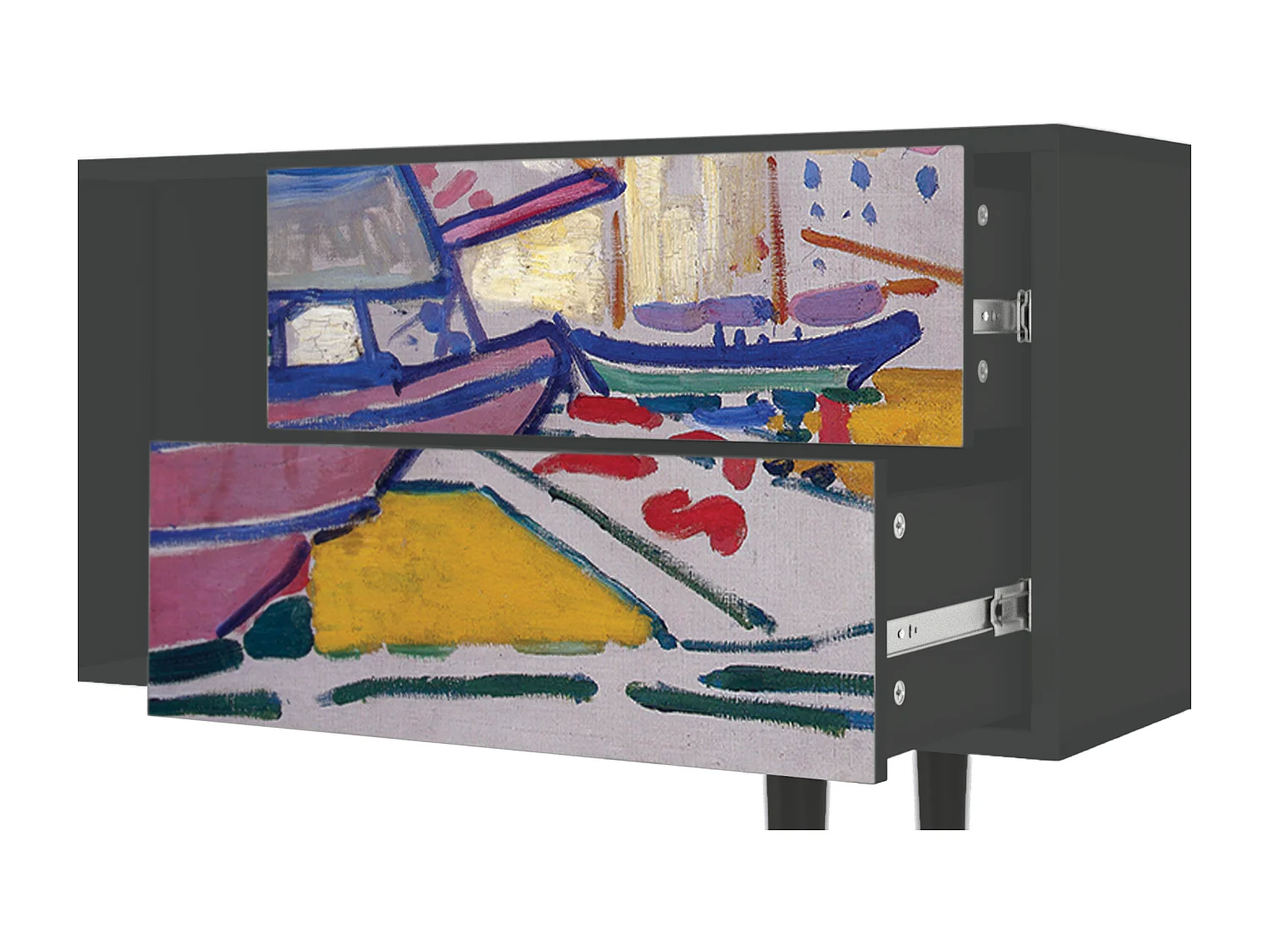 Szafka RTV - 170х69х48 cm - T1 - The Port of Collioure , Antracyt