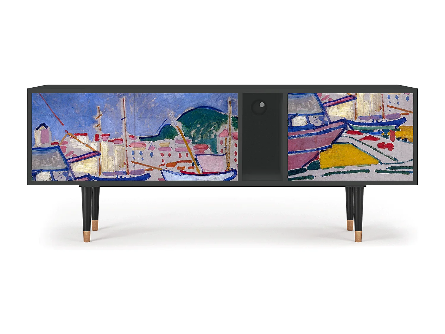 Meuble TV - 170х69х48 cm - T1 - The Port of Collioure , Anthracite