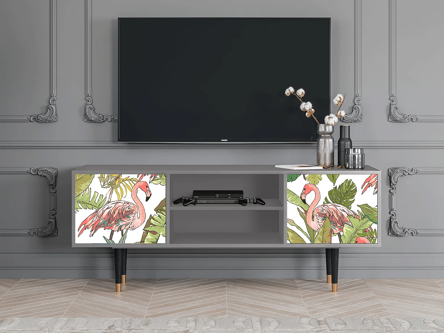 Meuble TV - 170х69х48 cm - T2 - Sweet Flamingo, Gris