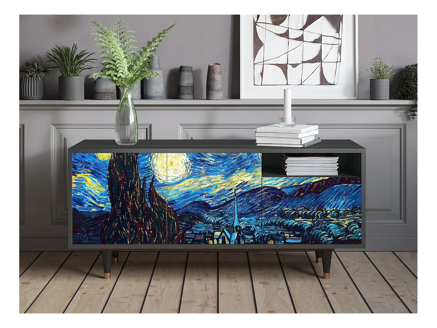 Mueble de TV - 125х56х41 cm - T7 - The Starry Night  , Antracita