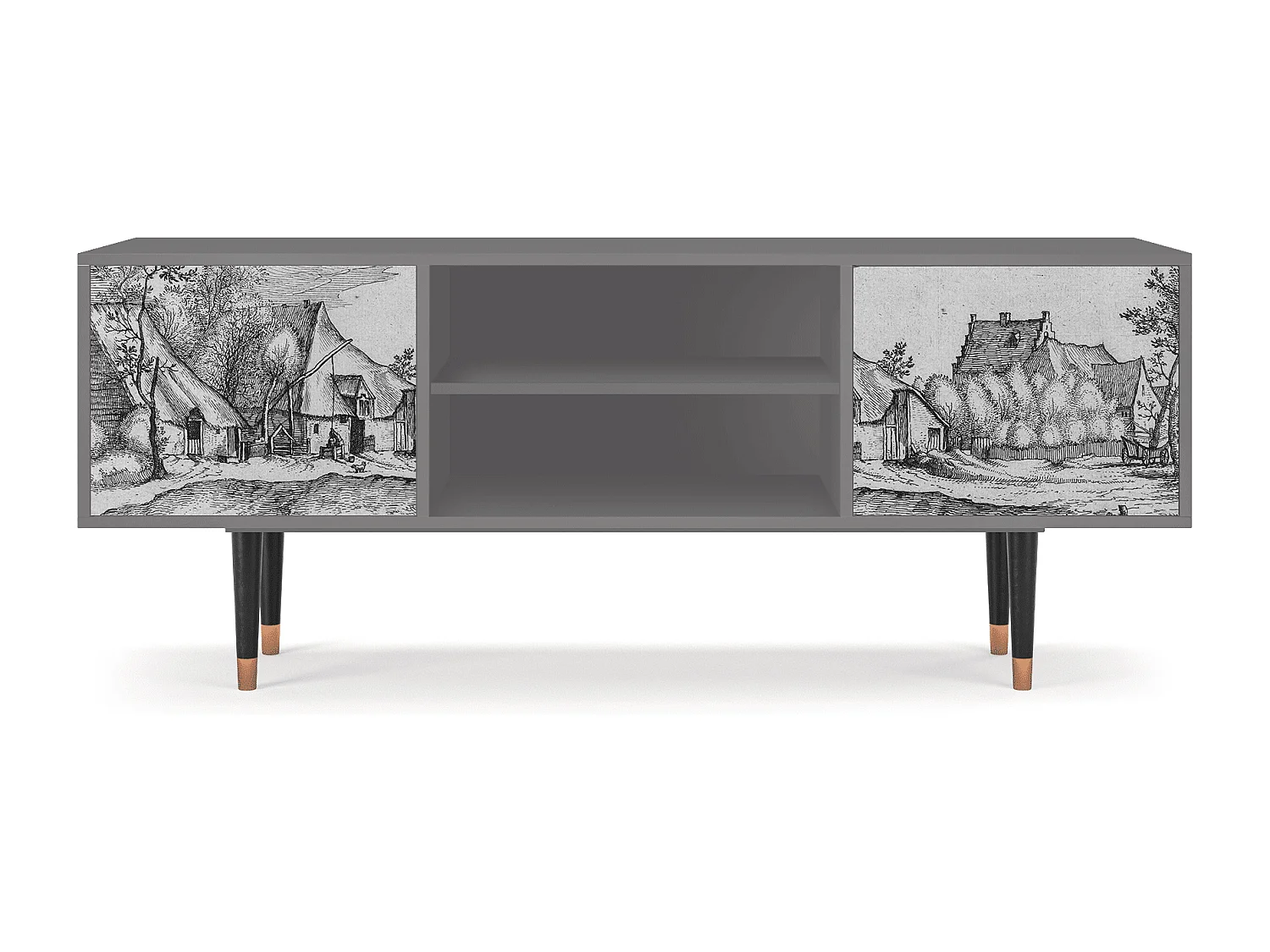 Meuble TV - 170х69х48 cm - T2 - Farms in a Village, Gris