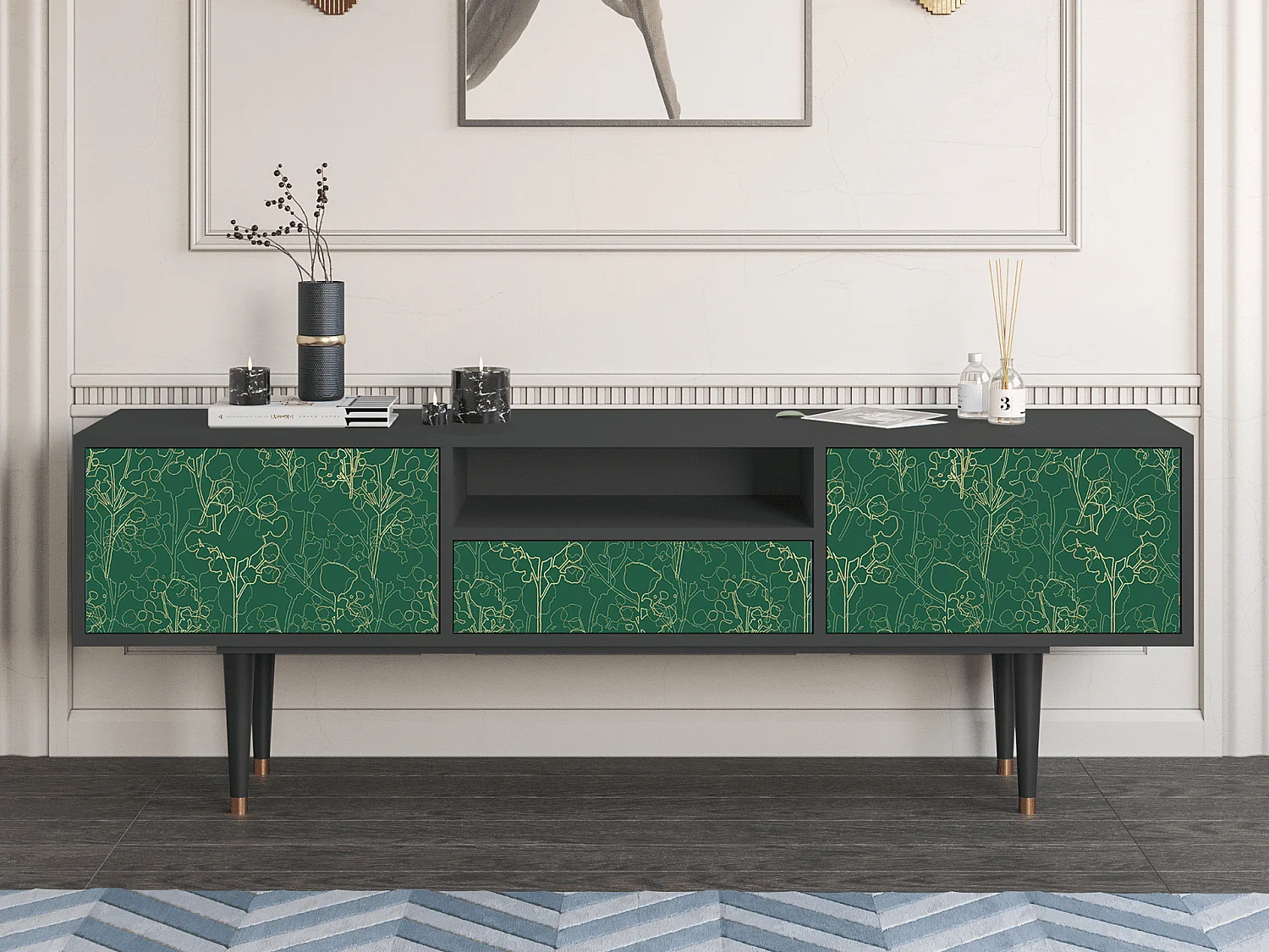 TV-meubel - 170х59х41 cm - T6 - Emerald Forest, Antraciet