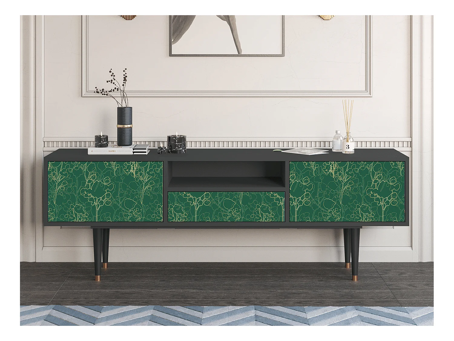 Meuble TV - 170х59х41 cm - T6 - Emerald Forest, Anthracite