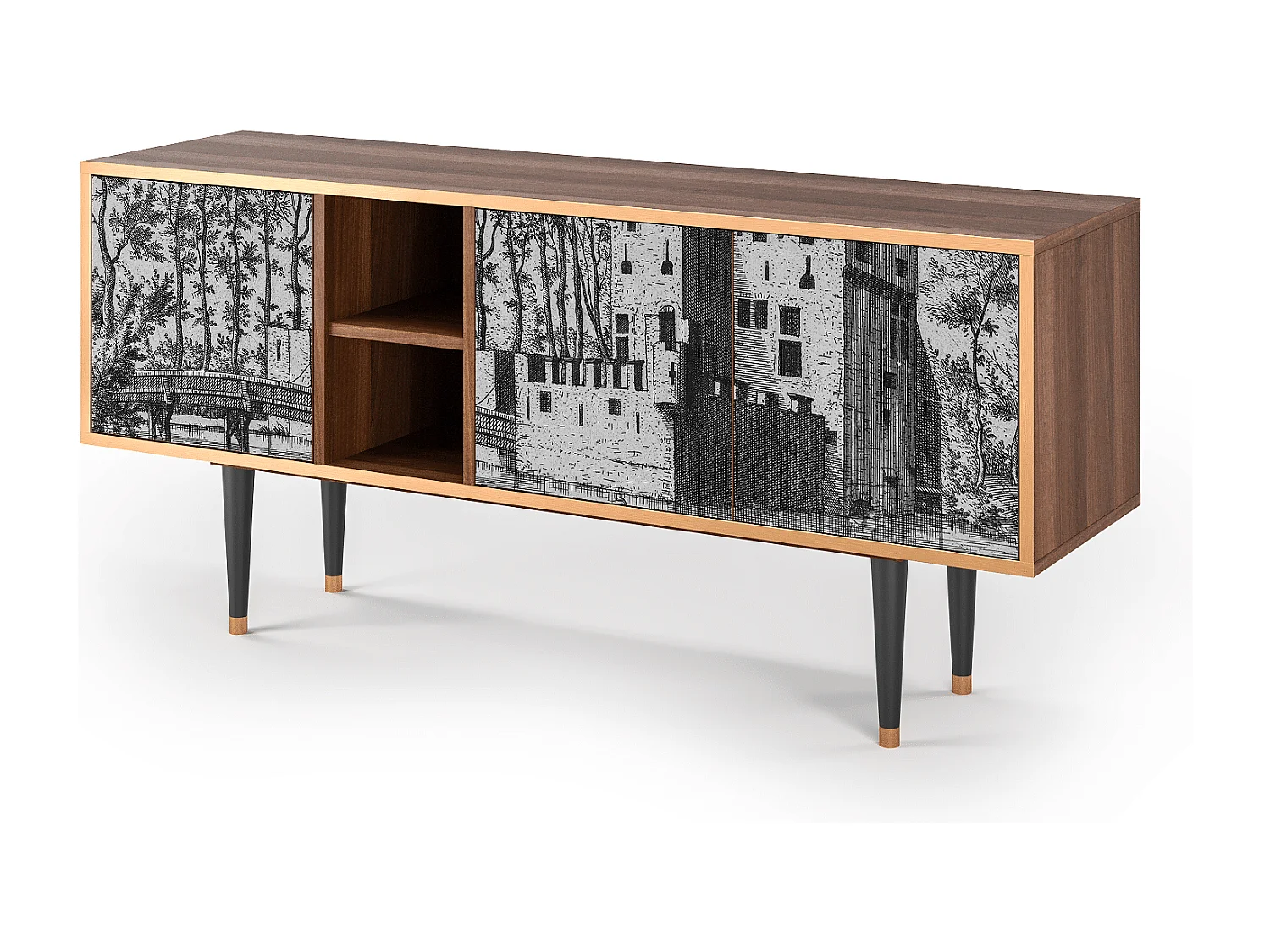 Meuble TV - 150х69х41 cm - T5 - Castle by Breugel, Noyer