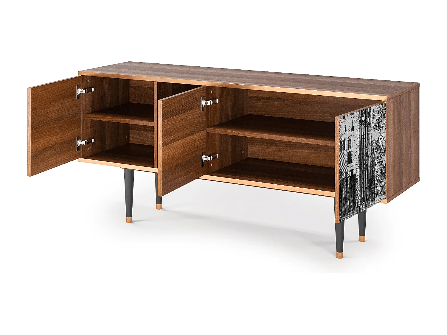 Meuble TV - 150х69х41 cm - T5 - Castle by Breugel, Noyer