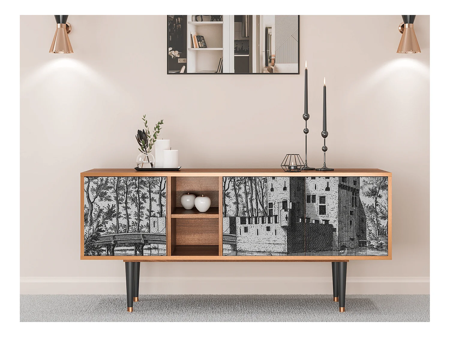Meuble TV - 150х69х41 cm - T5 - Castle by Breugel, Noyer
