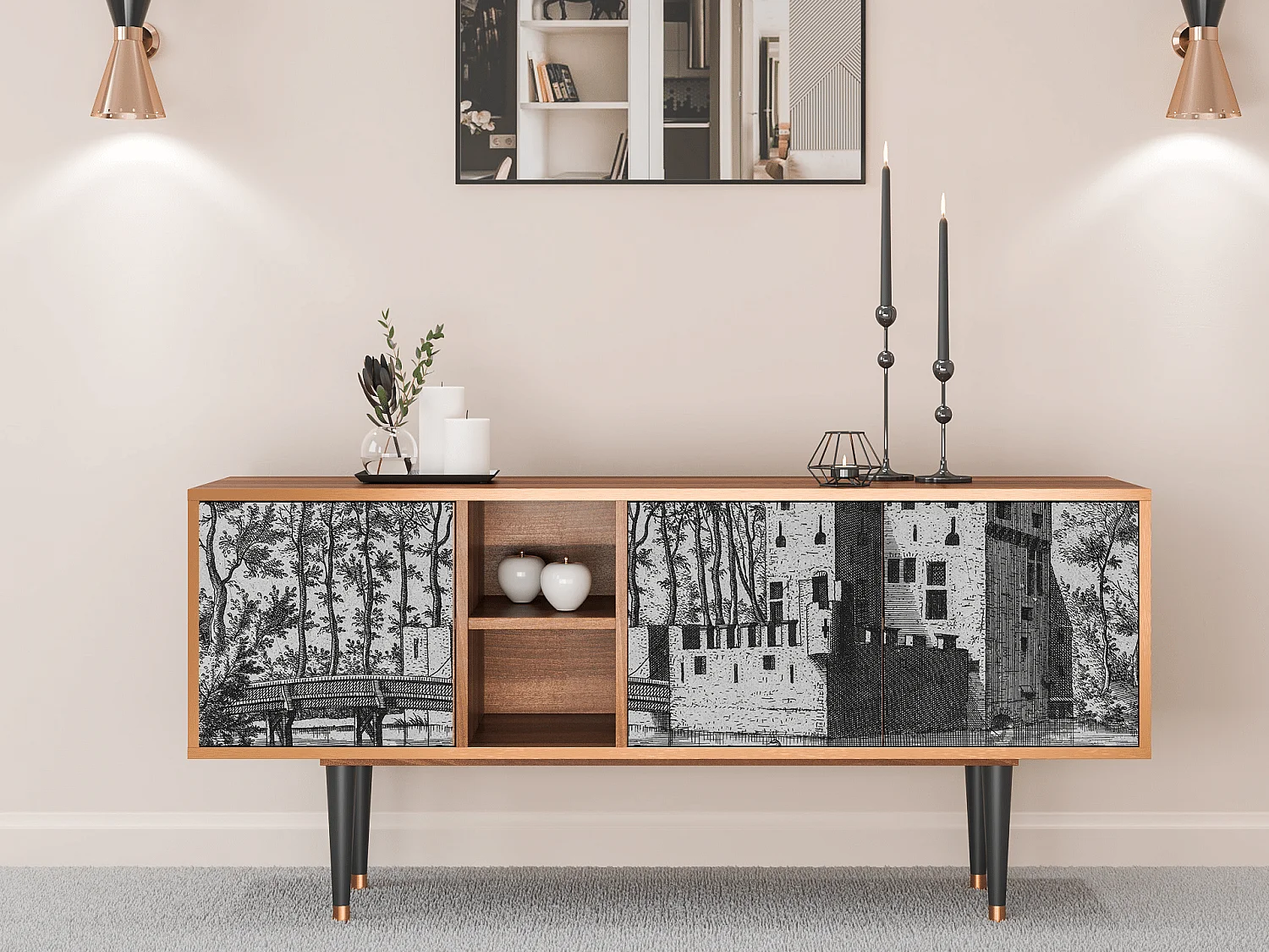 Meuble TV - 150х69х41 cm - T5 - Castle by Breugel, Noyer