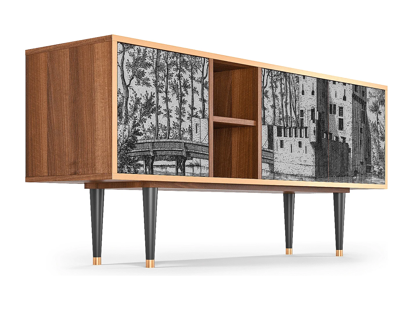 Meuble TV - 150х69х41 cm - T5 - Castle by Breugel, Noyer