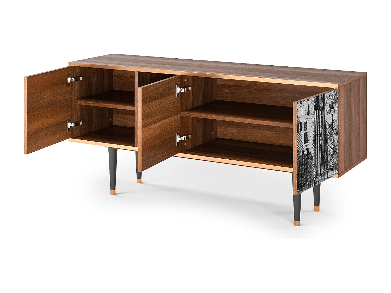 Meuble TV - 150х69х41 cm - T5 - Castle by Breugel, Noyer