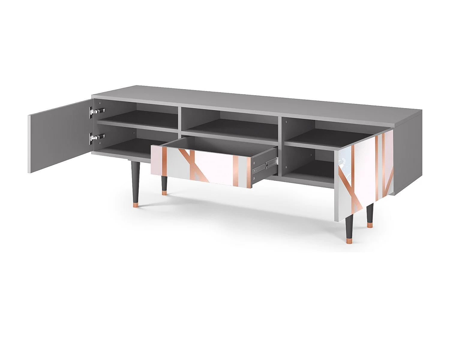 Szafka RTV - 170х59х41 cm - T6 - Champagne Story, Szary