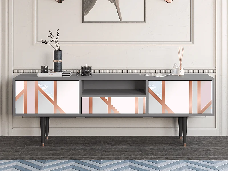 Meuble TV - 170х59х41 cm - T6 - Champagne Story, Gris