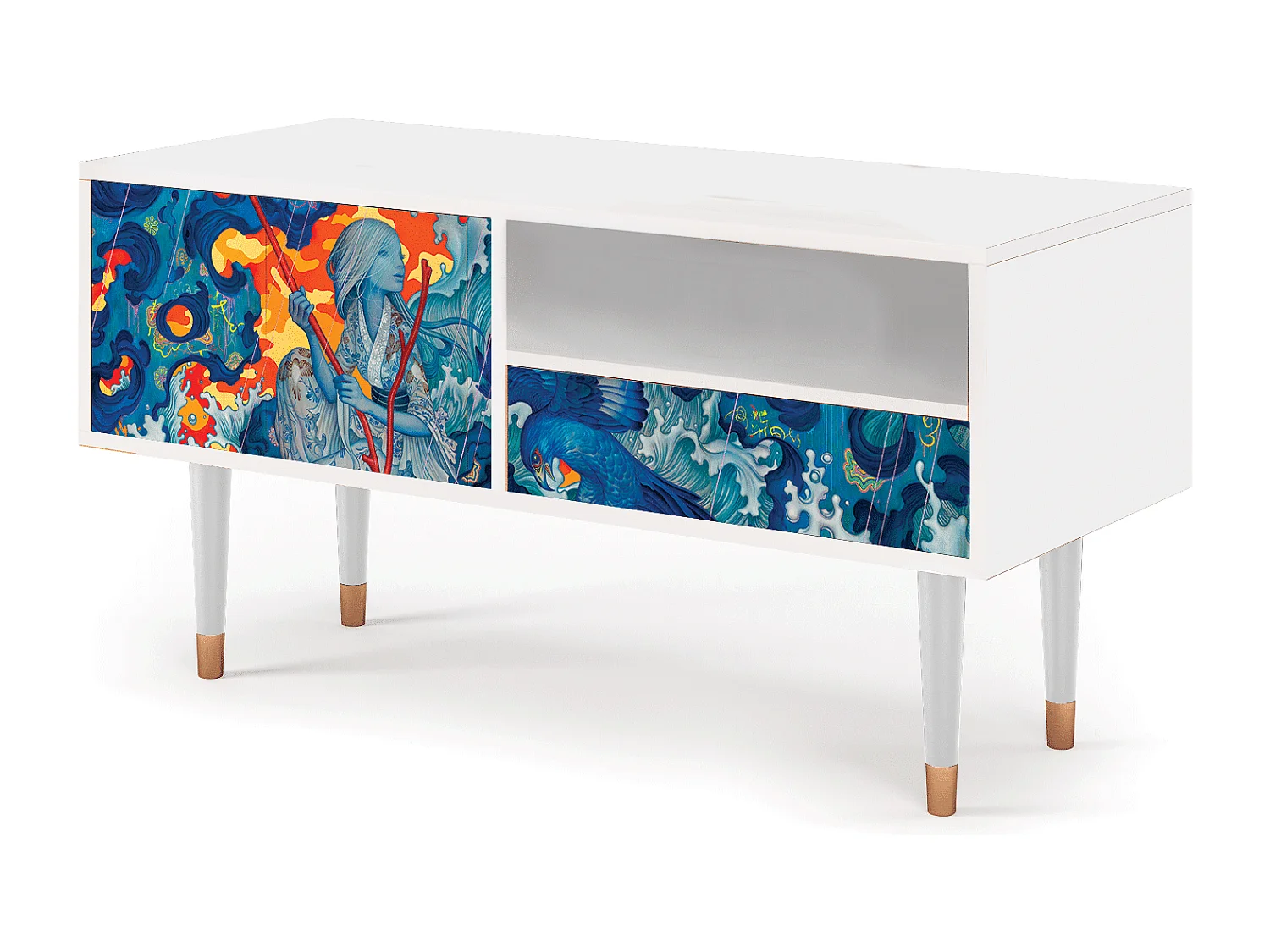 Mobile TV - 115х59х48 cm - T3 - The Girl - James Jean, Bianco