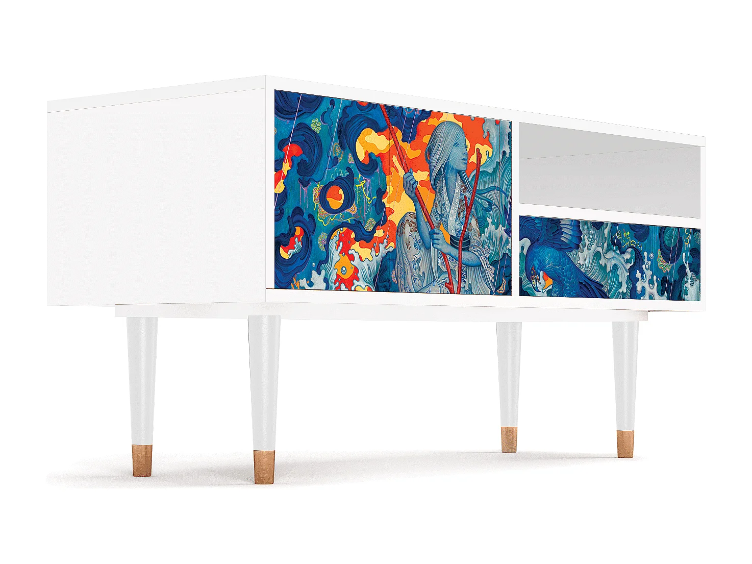 Mobile TV - 115х59х48 cm - T3 - The Girl - James Jean, Bianco