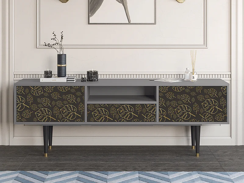 Meuble TV - 170х59х41 cm - T6 - Fall Of The Leaves, Gris