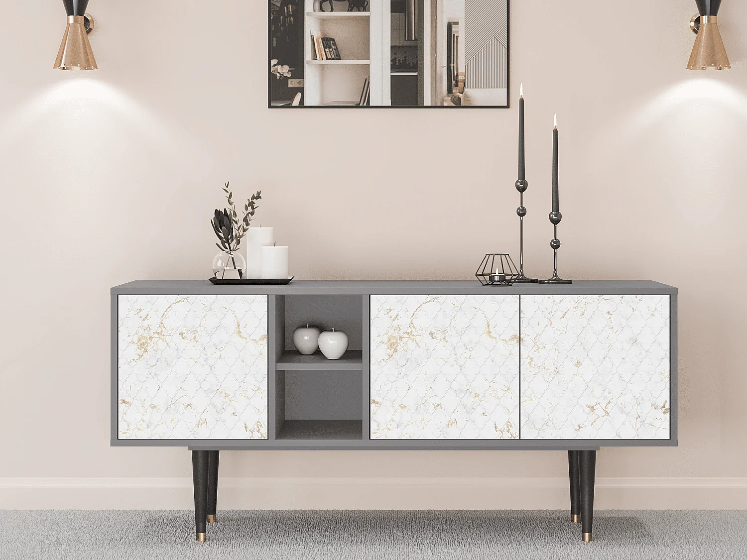 Meuble TV - 150х69х41 cm - T5 - Sweet Cotton, Gris