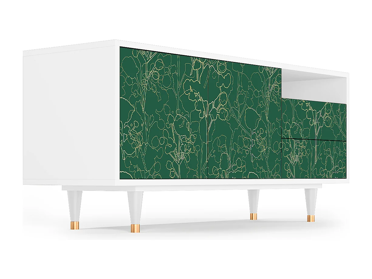 Meuble TV - 125х56х41 cm - T7 - Emerald Forest, Blanc