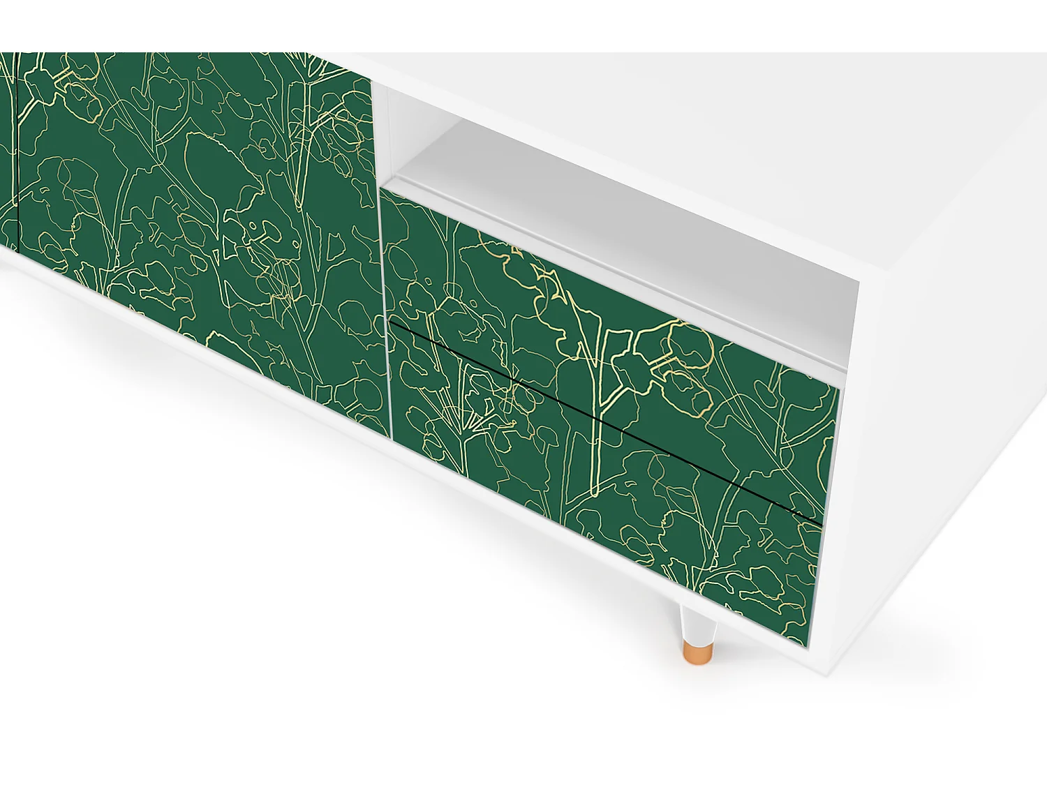 Meuble TV - 125х56х41 cm - T7 - Emerald Forest, Blanc