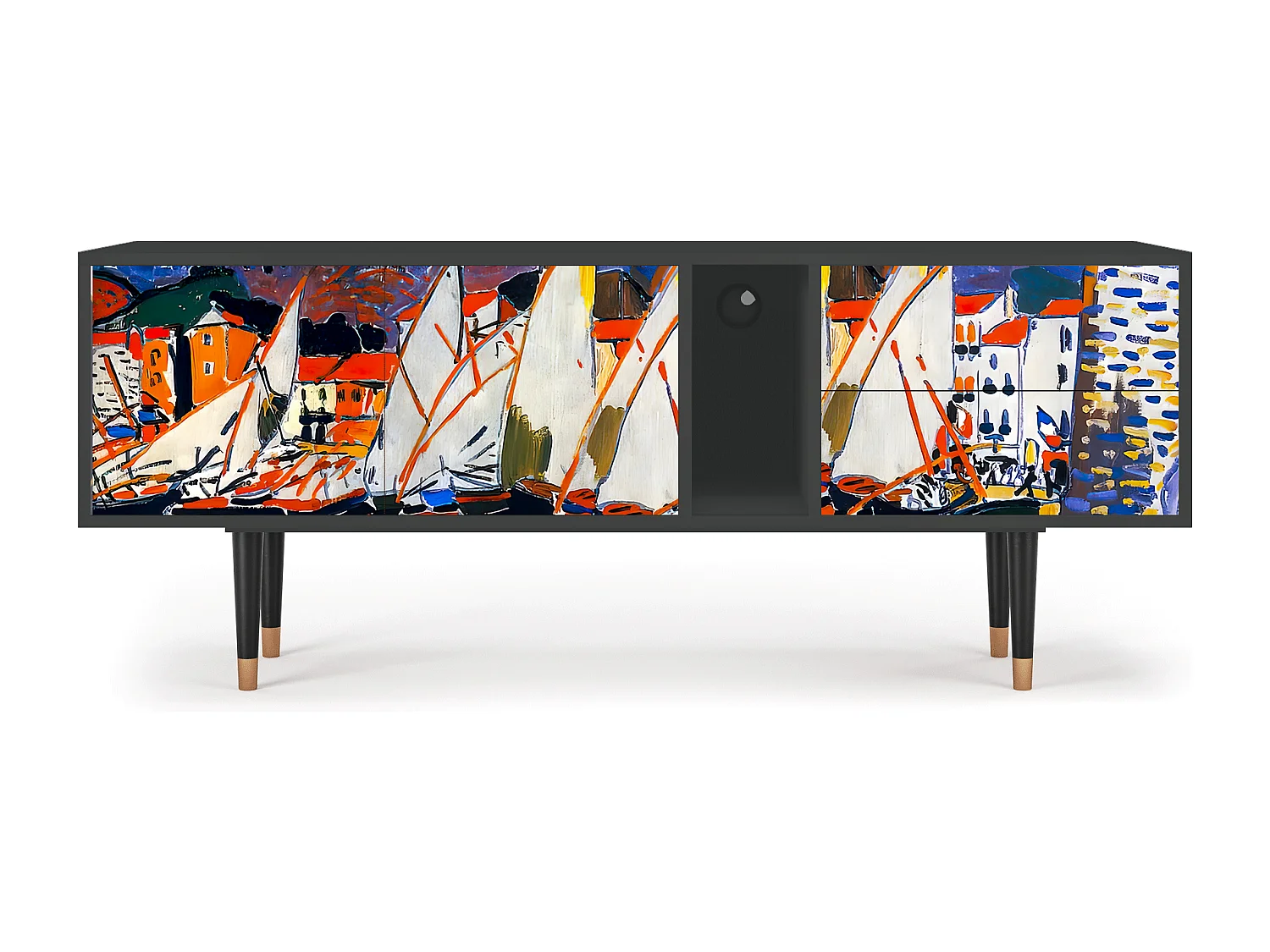 Meuble TV - 170х69х48 cm - T1 - Le Séchage des voiles , Anthracite