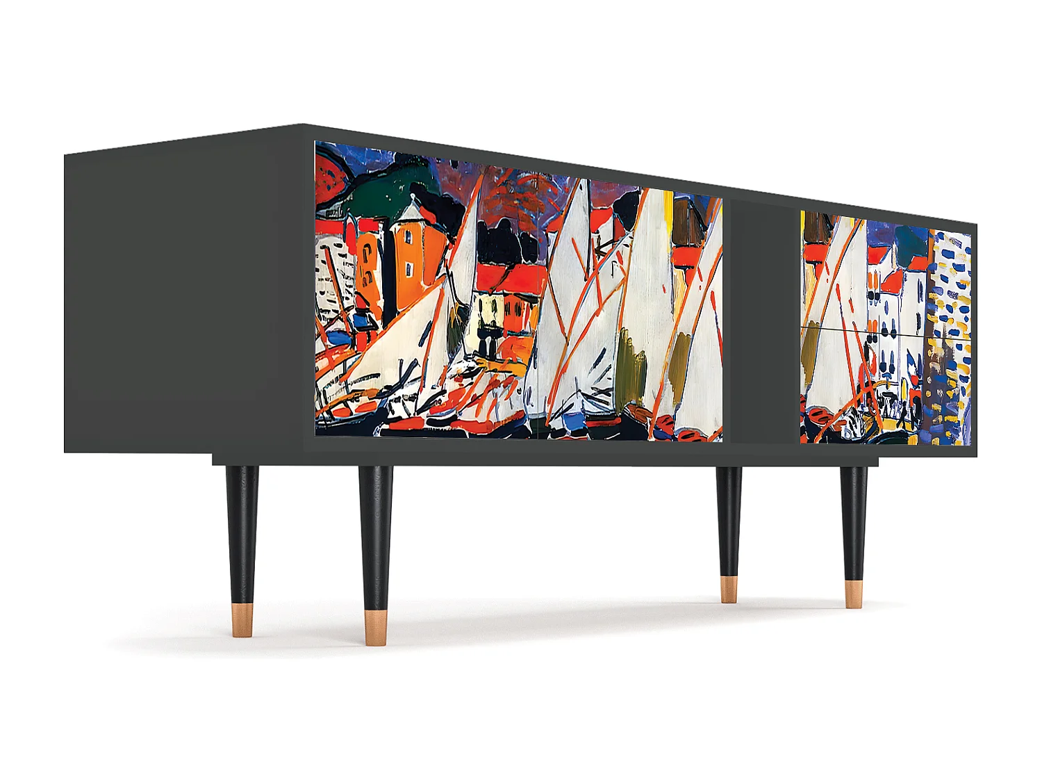 Mueble de TV - 170х69х48 cm - T1 - Le Séchage des voiles , Antracita