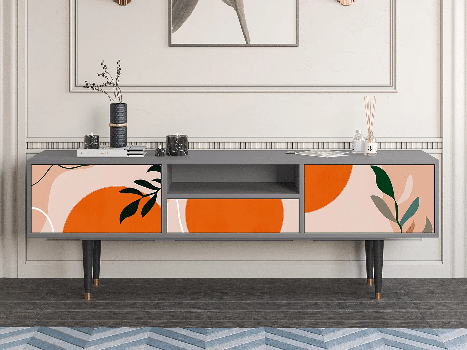 Meuble TV - 170х59х41 cm - T6 - Artwork, Gris