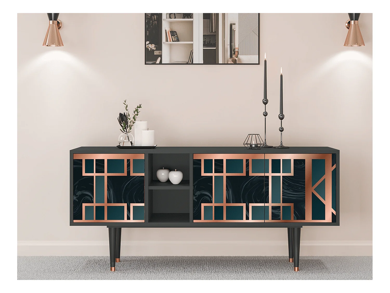 Meuble TV - 150х69х41 cm - T5 - Emerald Metro, Anthracite