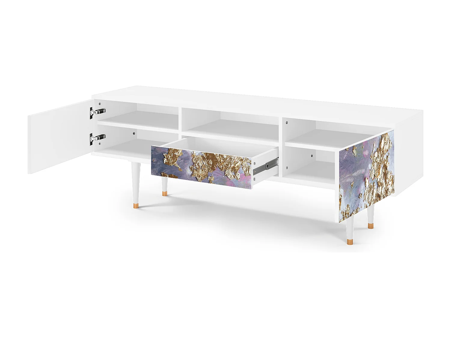 Meuble TV - 170х59х41 cm - T6 - Planet Earth, Blanc