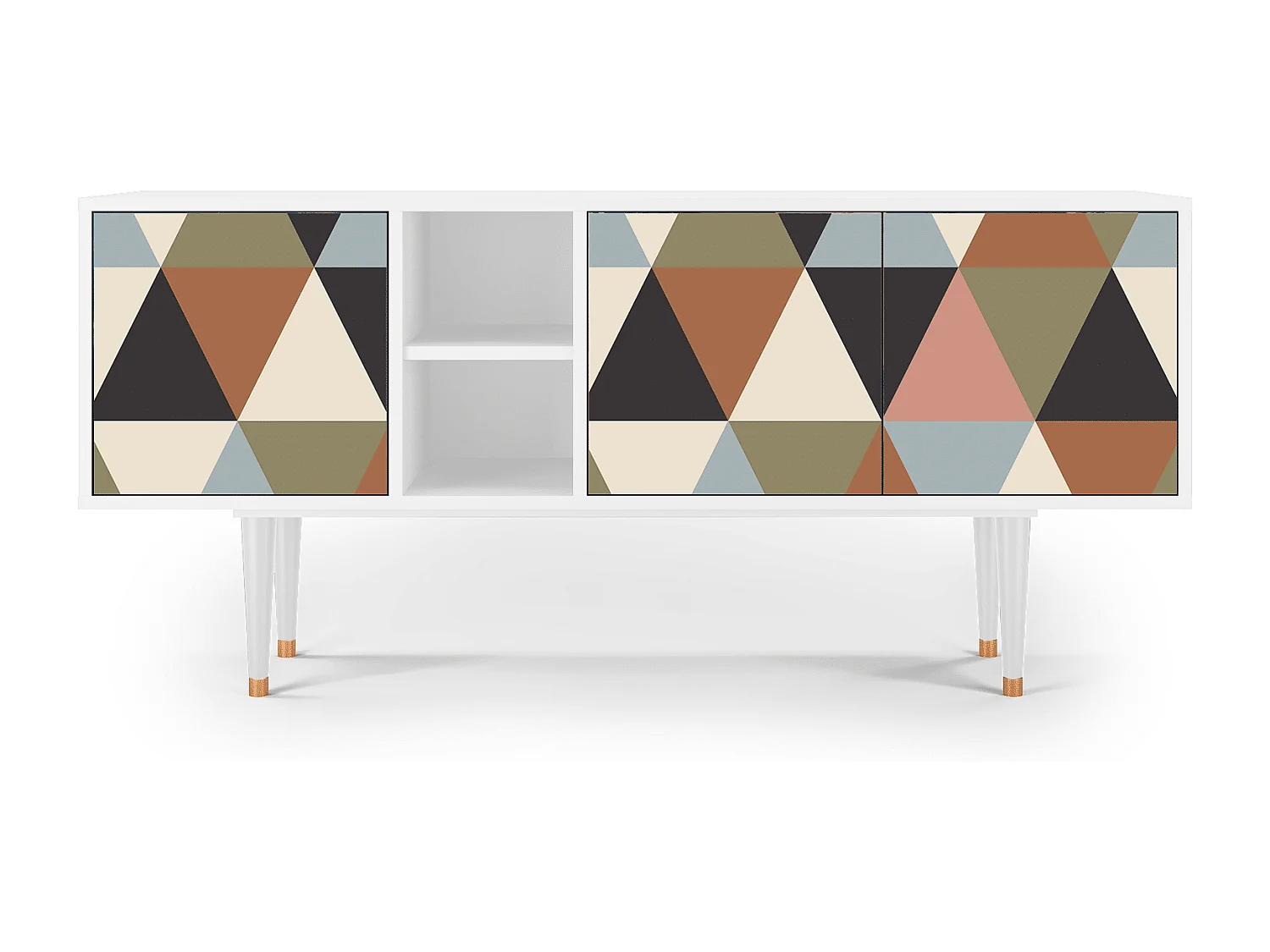 Meuble TV - 150х69х41 cm - T5 - Royal Triangles, Blanc