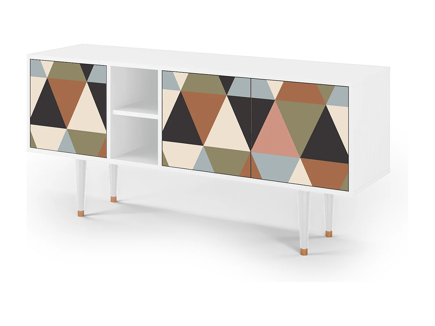 Meuble TV - 150х69х41 cm - T5 - Royal Triangles, Blanc