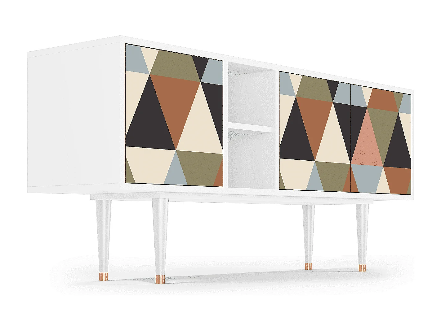 Meuble TV - 150х69х41 cm - T5 - Royal Triangles, Blanc