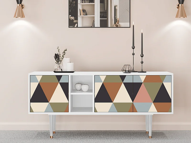 TV-meubel - 150х69х41 cm - T5 - Royal Triangles, Wit