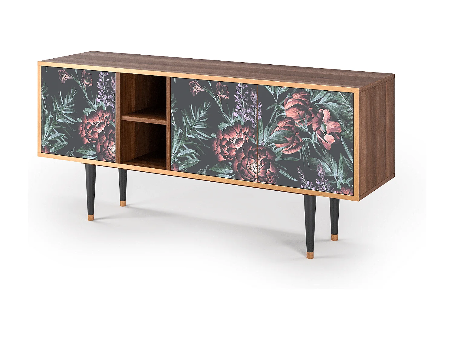 TV-Möbel - 150х69х41 cm - T5 - Dark Peonies, Walnuss