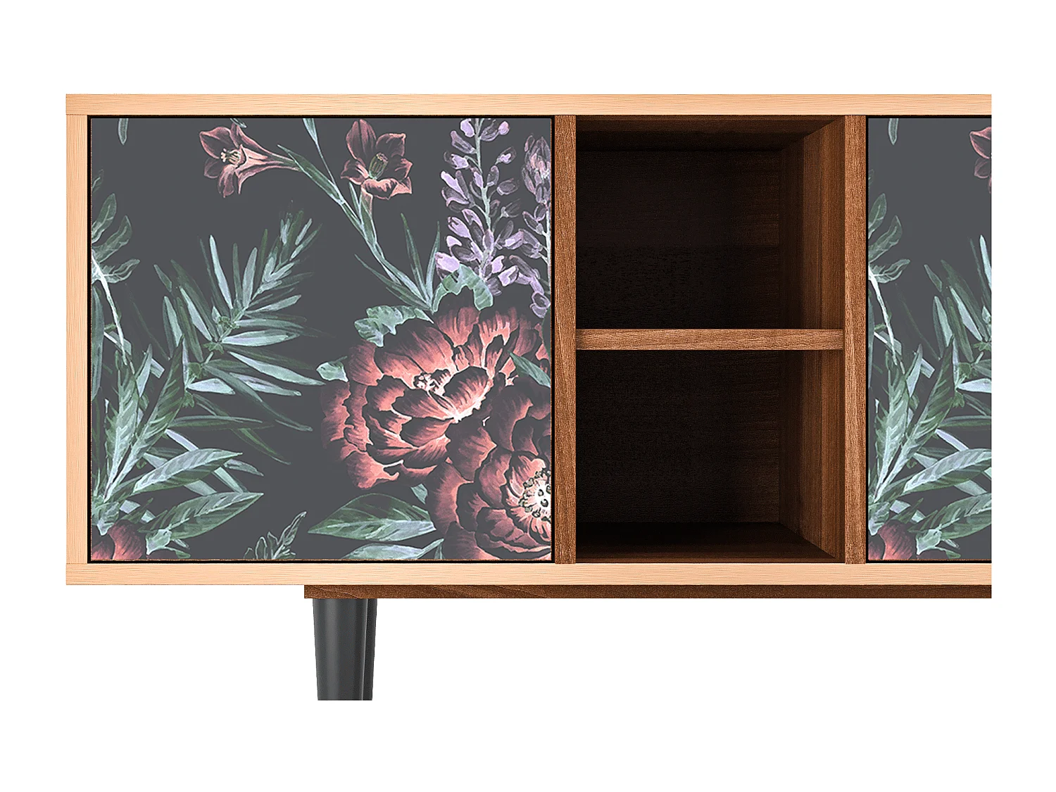 TV-Möbel - 150х69х41 cm - T5 - Dark Peonies, Walnuss