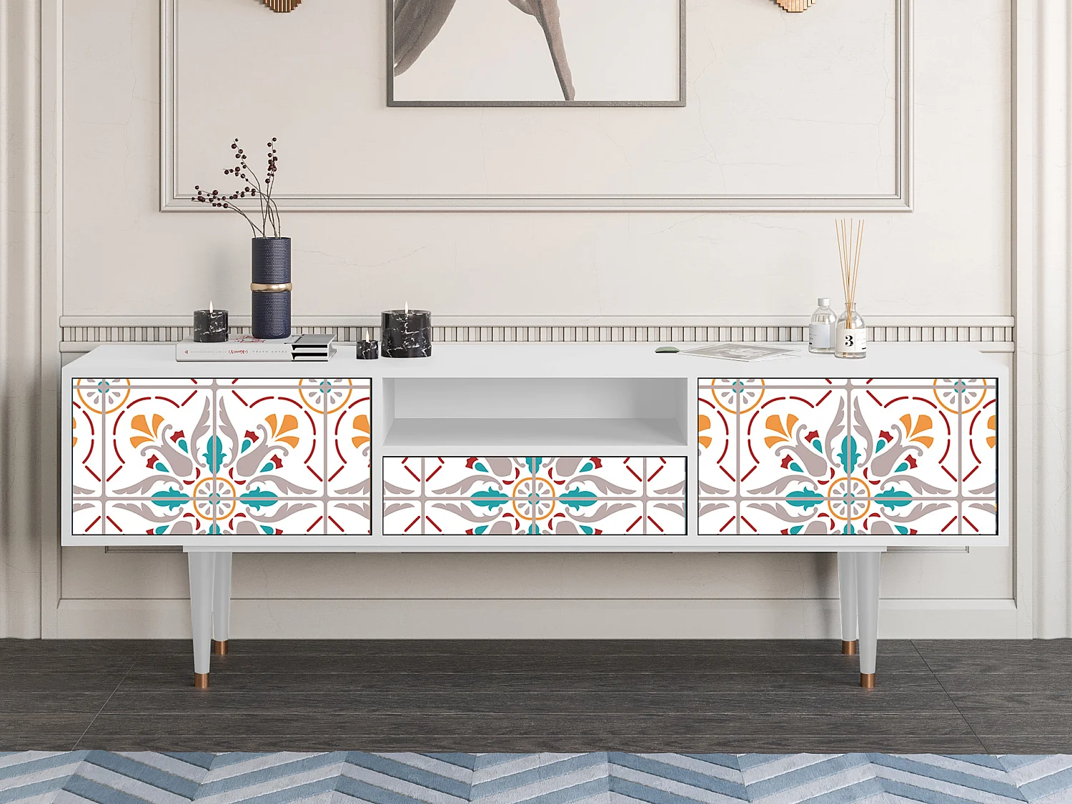 Mueble de TV - 170х59х41 cm - T6 - Spring Ceramics, Branco