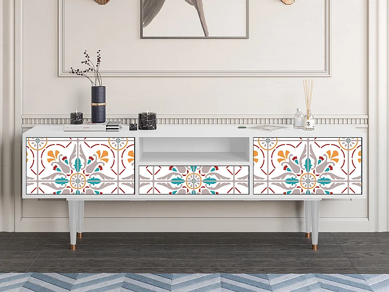 Szafka RTV - 170х59х41 cm - T6 - Spring Ceramics, Biały