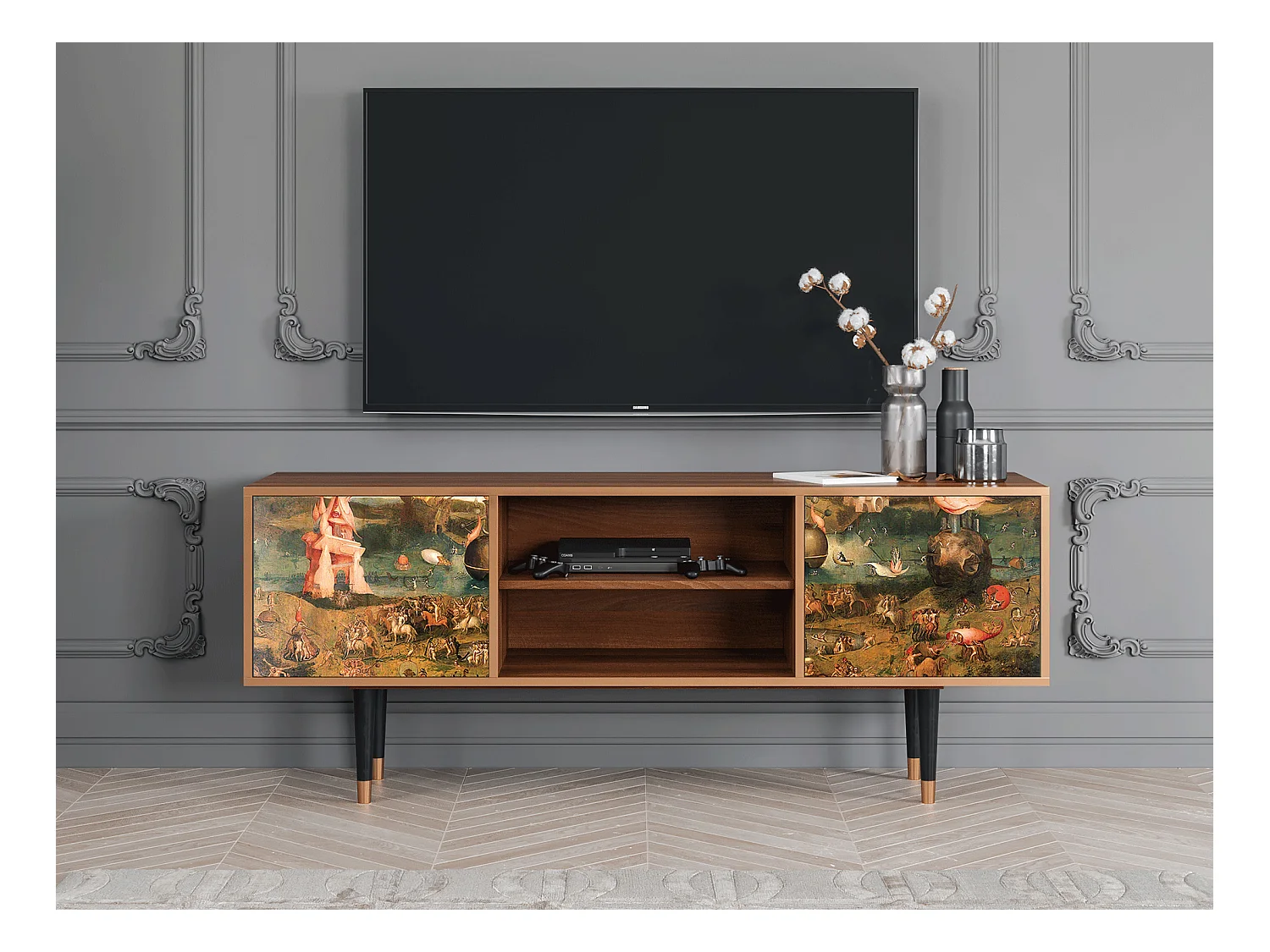 Meuble TV - 170х69х48 cm - T2 - Garden of Delights , Noyer