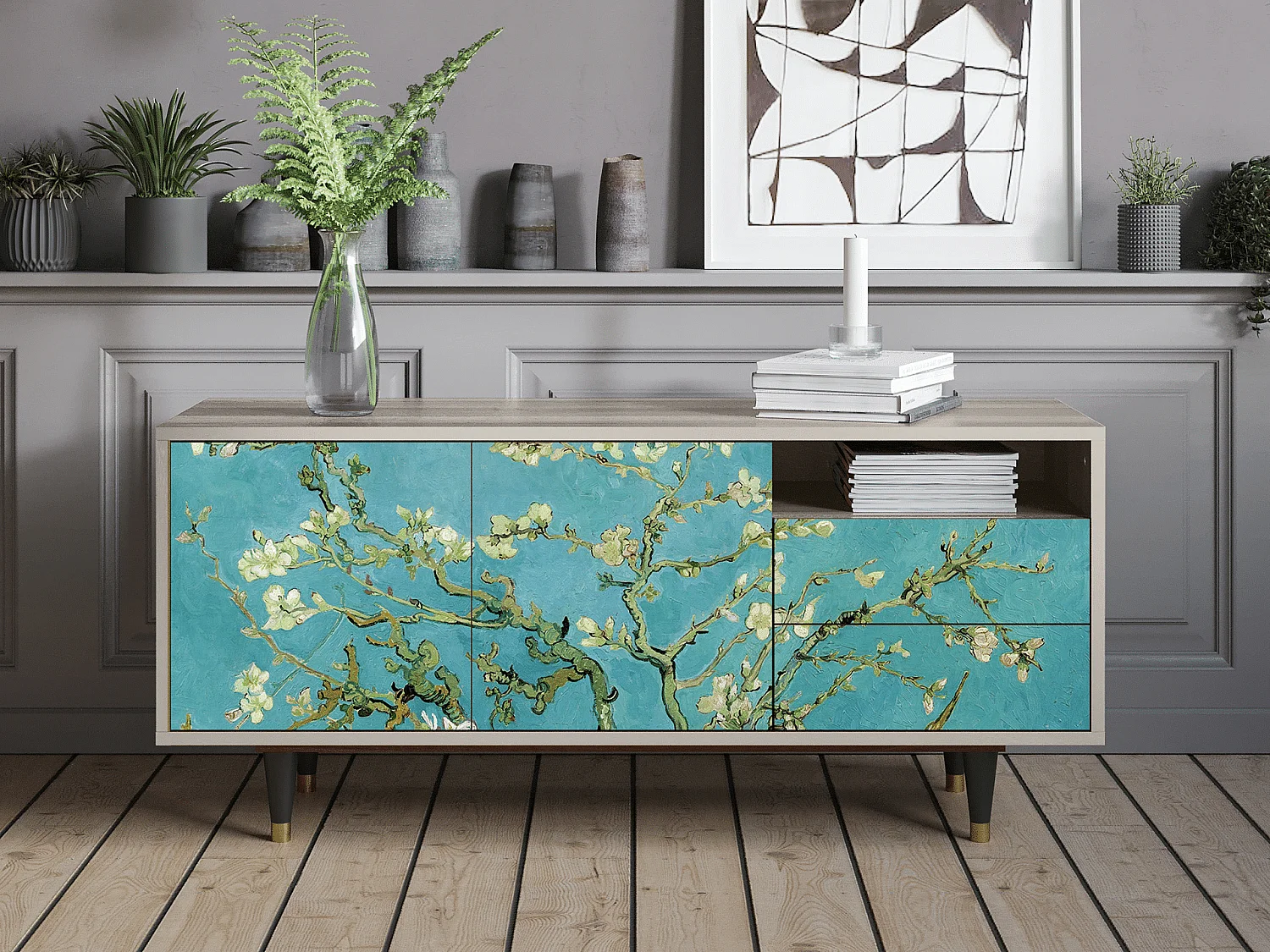 Mueble de TV - 125х56х41 cm - T7 - Almond Blossom, Areia