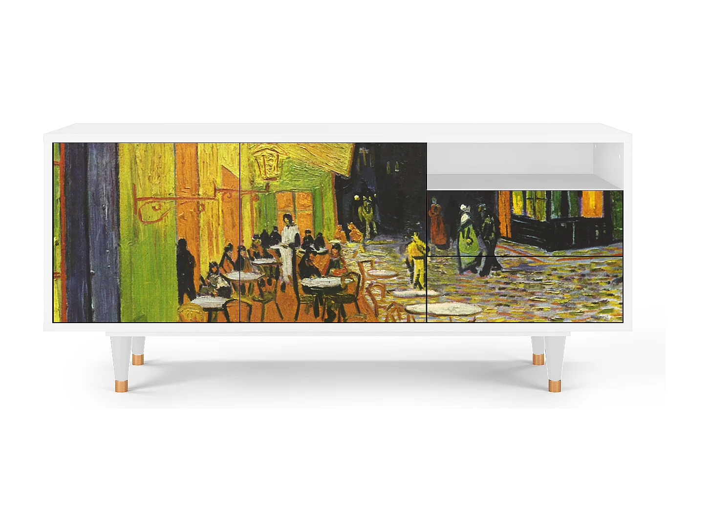 TV-meubel - 125х56х41 cm - T7 - Café Terrace at Night, Wit