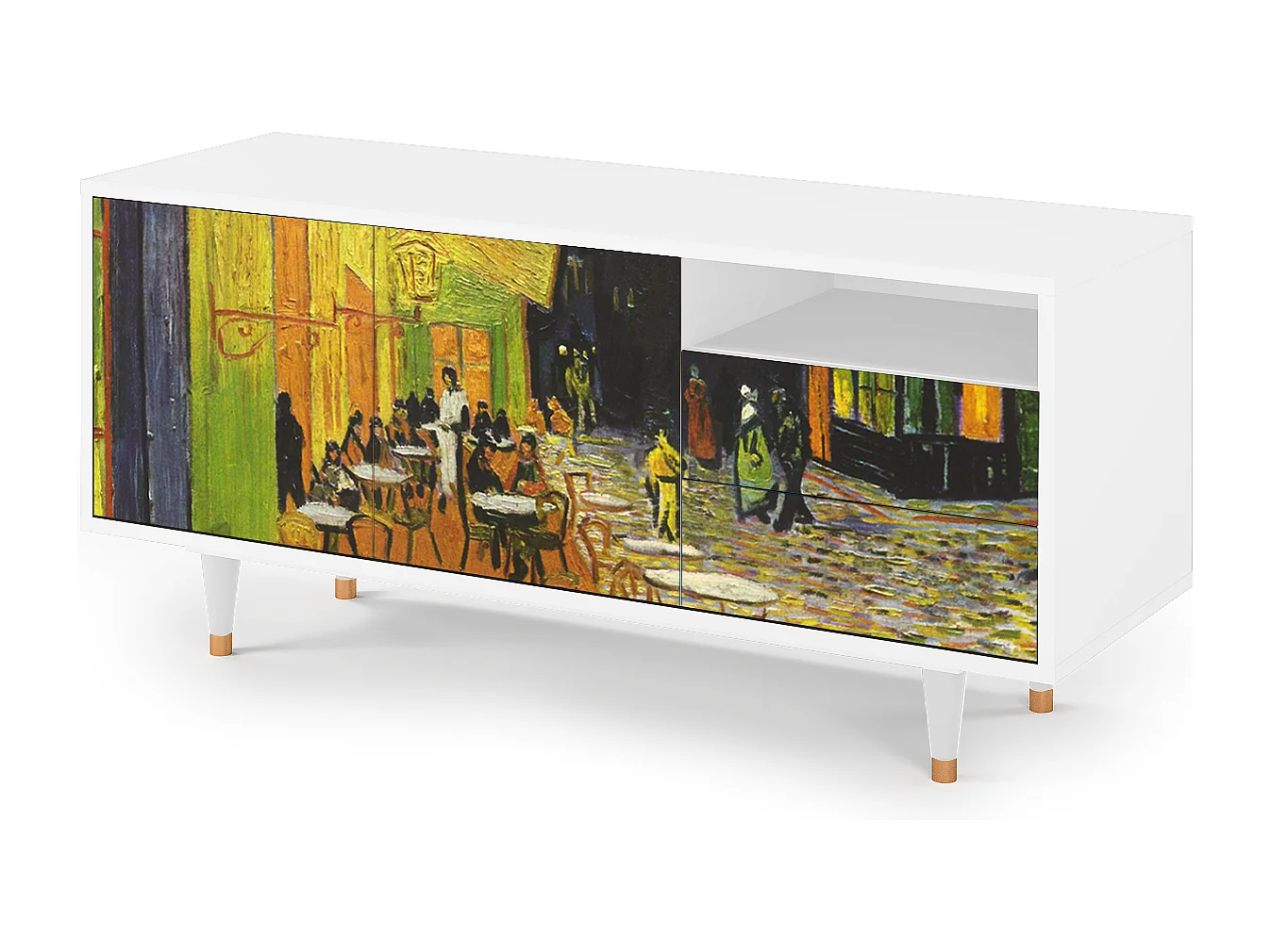 TV-meubel - 125х56х41 cm - T7 - Café Terrace at Night, Wit