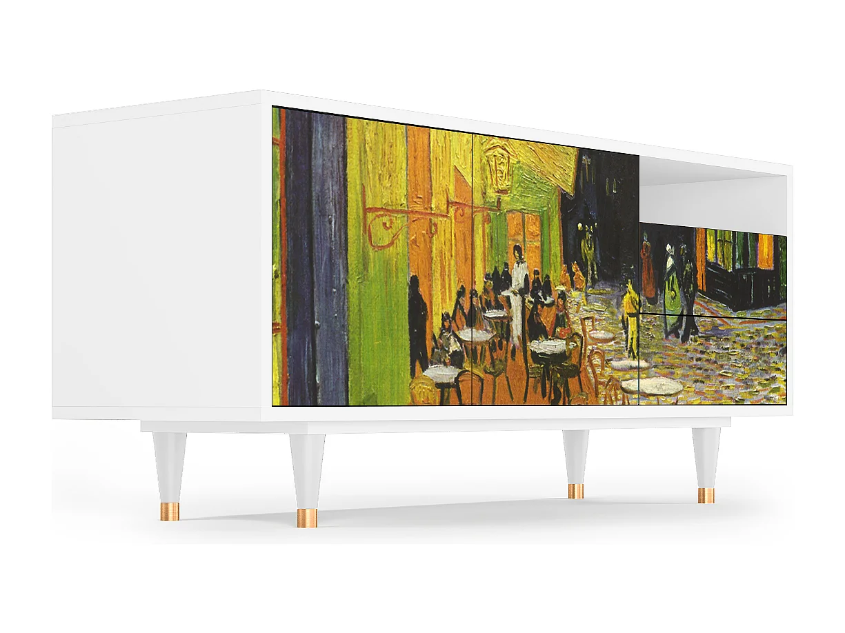 TV-meubel - 125х56х41 cm - T7 - Café Terrace at Night, Wit