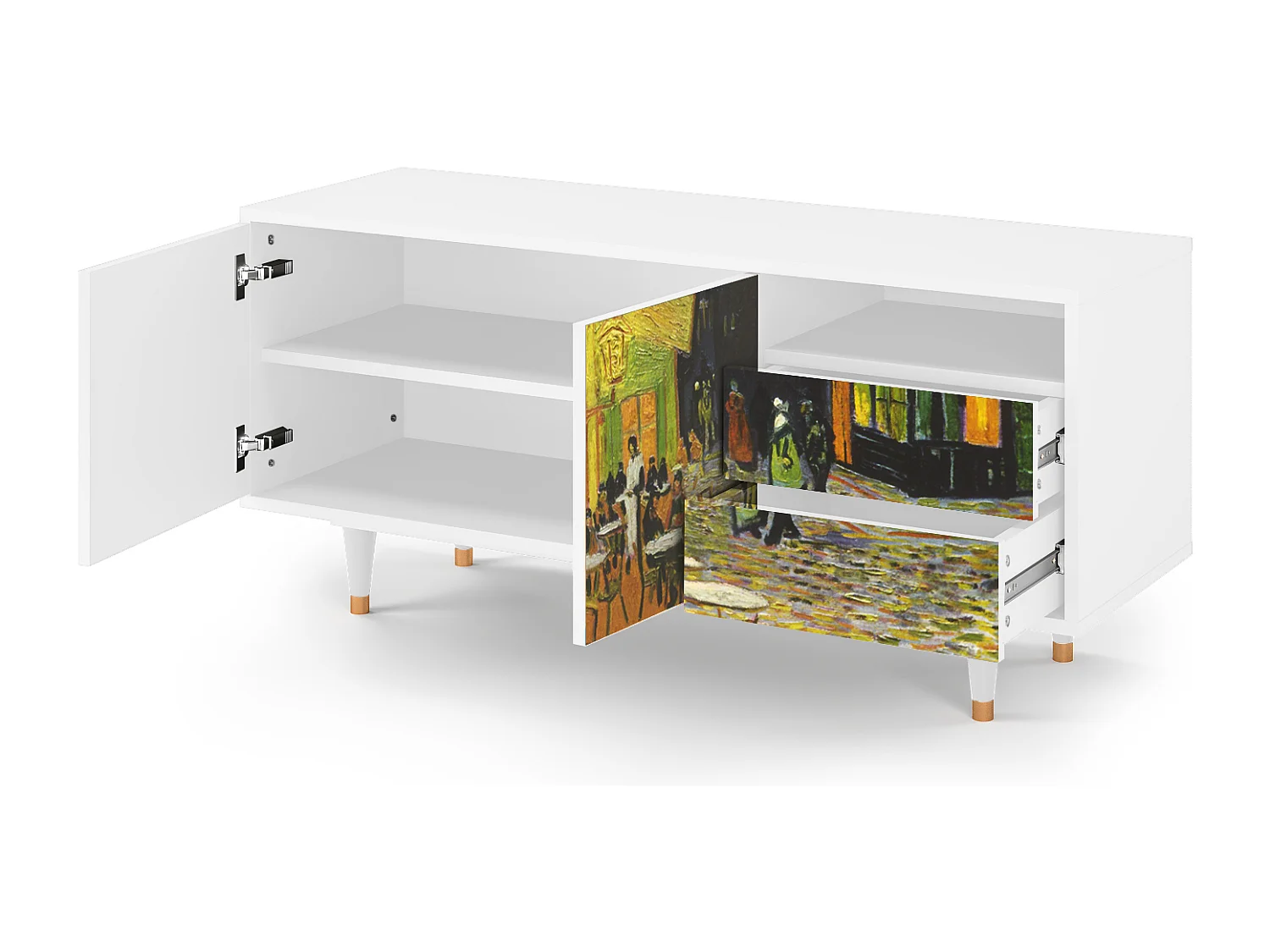 TV-meubel - 125х56х41 cm - T7 - Café Terrace at Night, Wit