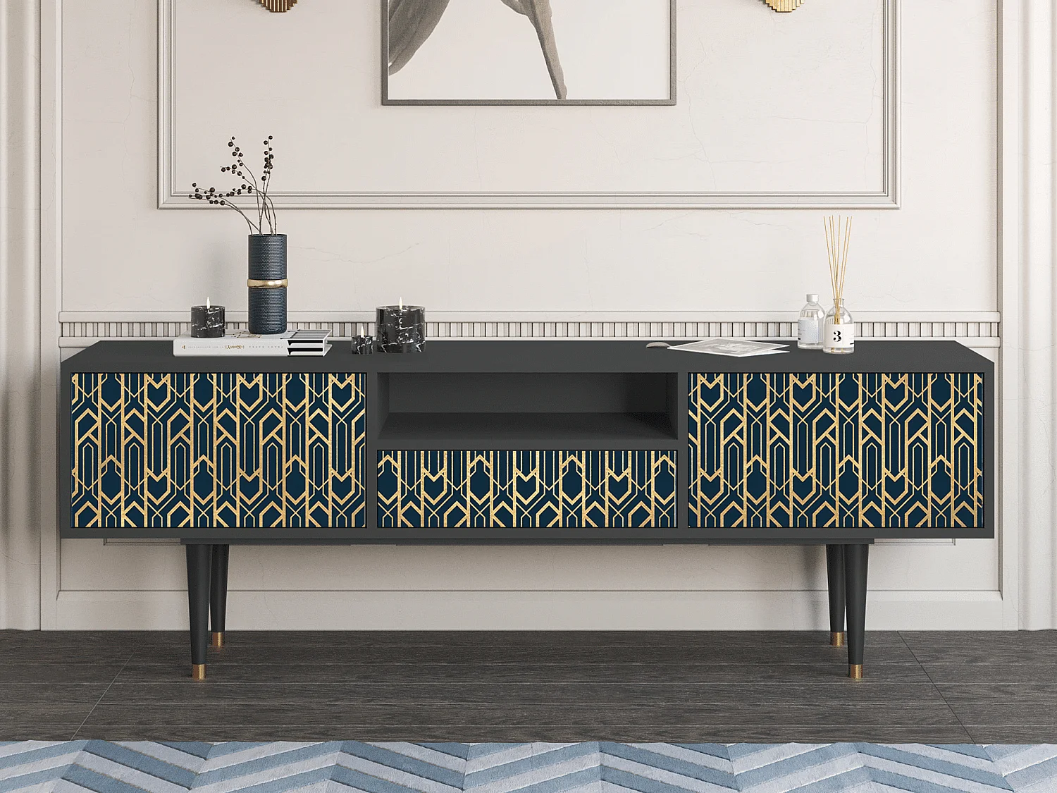 Meuble TV - 170х59х41 cm - T6 - Golden Empire, Anthracite