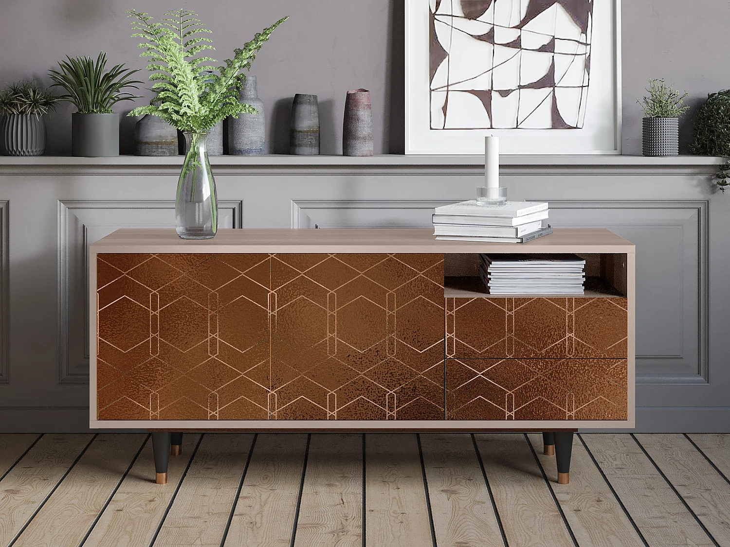 Mueble de TV - 125х56х41 cm - T7 - Chocolate Bar, Latte