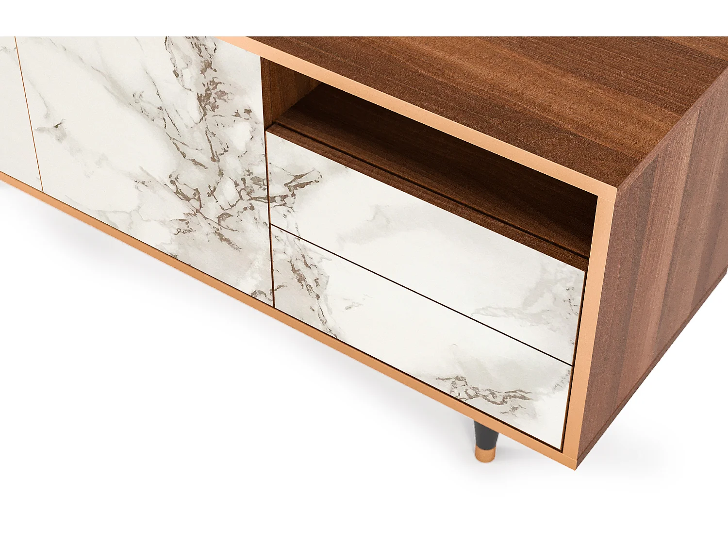 TV-meubel - 125х56х41 cm - T7 - Milk Marble, Walnoot