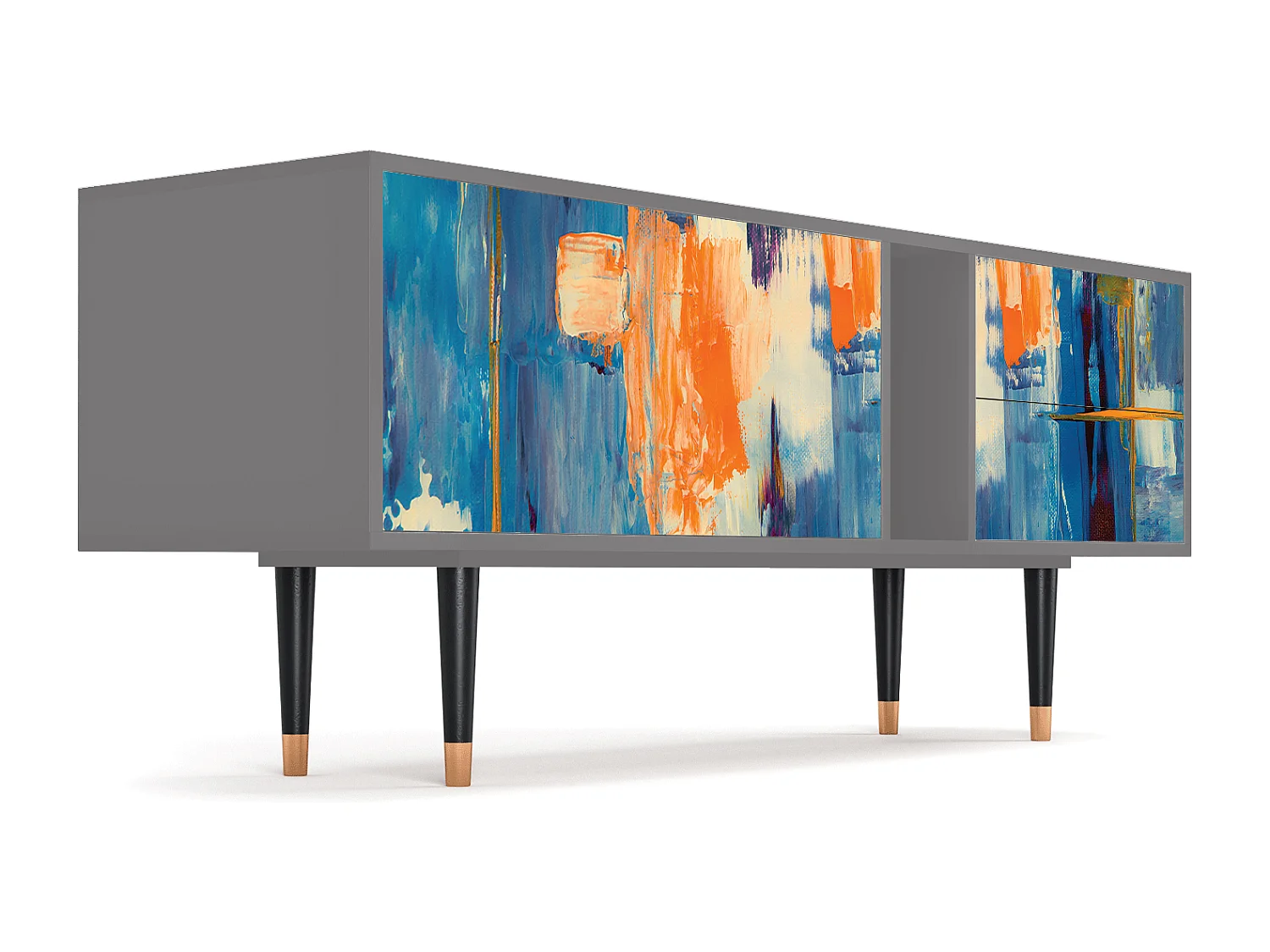 Meuble TV - 170х69х48 cm - T1 - Abstract Expressionism, Gris