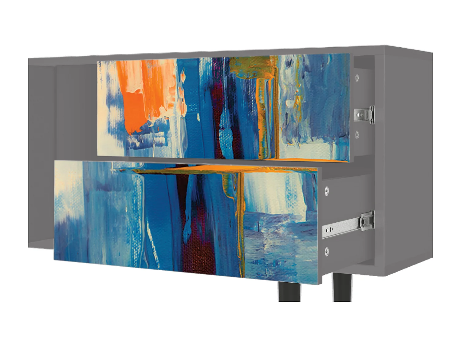 Meuble TV - 170х69х48 cm - T1 - Abstract Expressionism, Gris