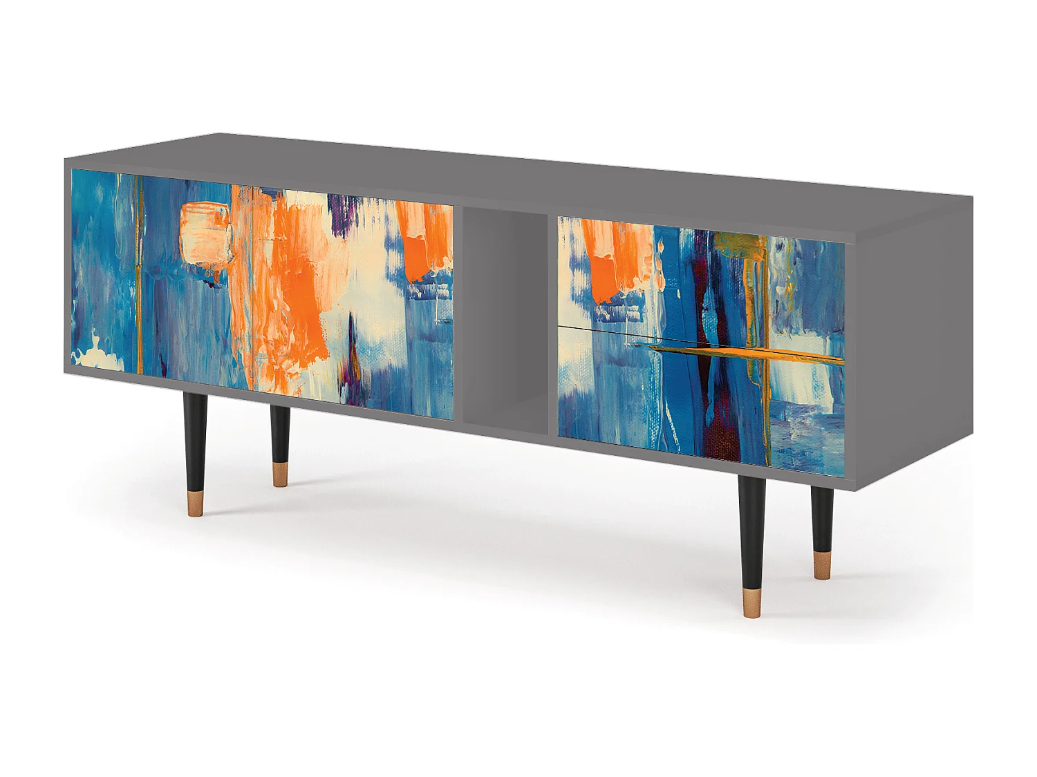 Meuble TV - 170х69х48 cm - T1 - Abstract Expressionism, Gris