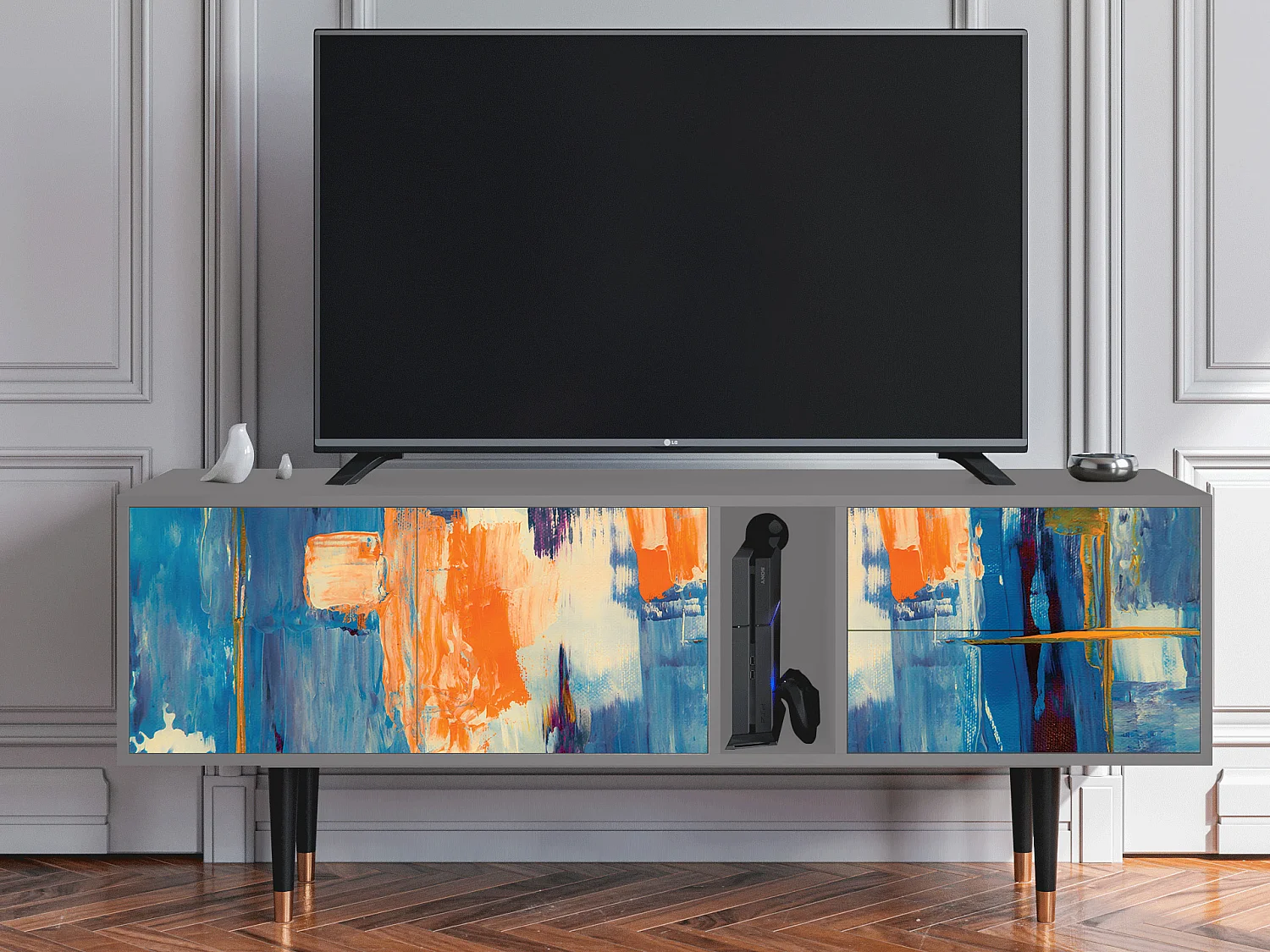 TV-meubel - 170х69х48 cm - T1 - Abstract Expressionism, Grijs