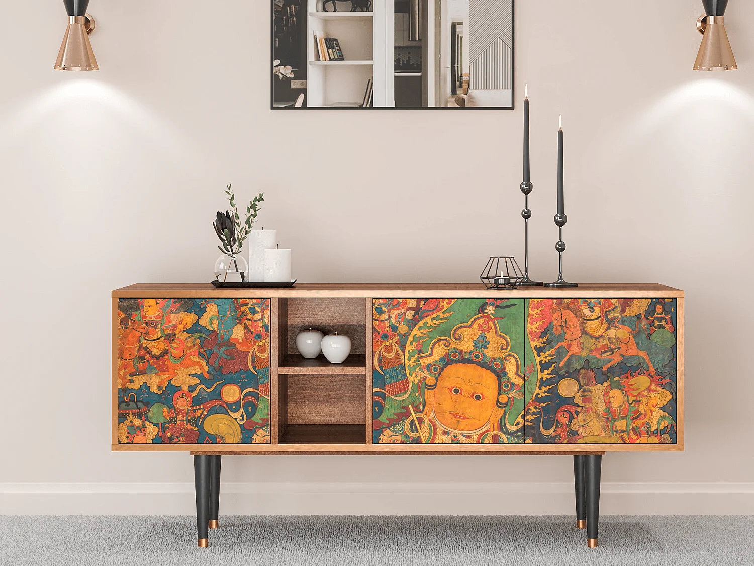 Mueble de TV - 150х69х41 cm - T5 - God by Vaisravana , Nogueira