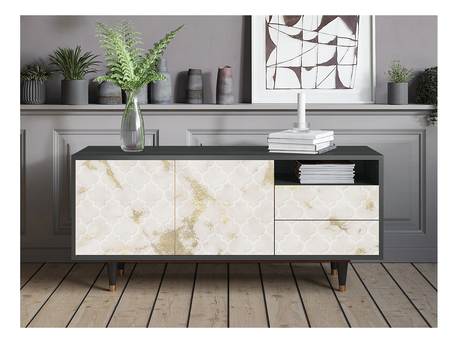 Meuble TV - 125х56х41 cm - T7 - Sahara desert, Anthracite